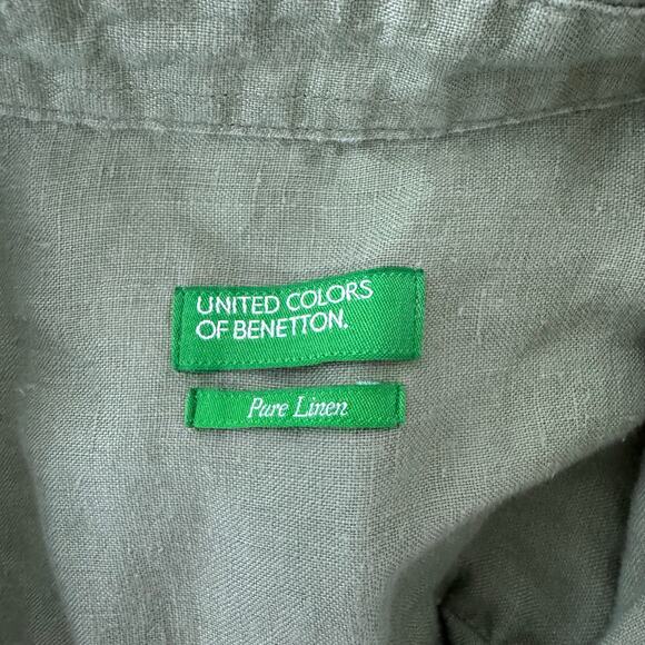 United Colors of Benetton Linen Long Sleeve Button Down Sage Green Small - Picture 5 of 7